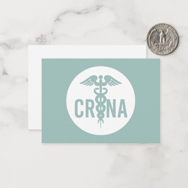 CRNA zertifizierter Nurseanästhesist Custom Mitteilungskarte (Vorderseite/Rückseite Beispiel)