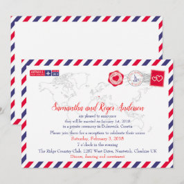 Croatia Air Mail Post Wedding Card Einladung