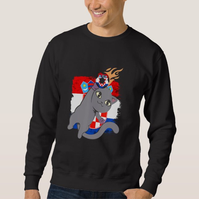 Croatia Croatian Flag Cat Croatian Pride Croatian  Sweatshirt (Vorderseite)