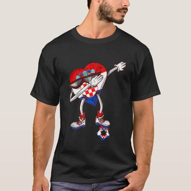 Croatia Dabbing Heart Hrvatska Soccer Team Croatia T-Shirt (Vorderseite)