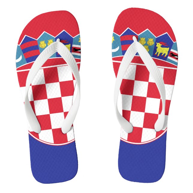 Croatia Flag Emblem Flip Flops (Fußbett)