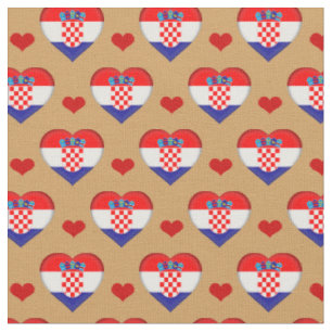 Croatia Flag & Red Heart mode Fabric / Kroatien Stoff