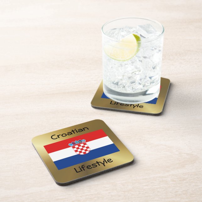 Croatia Flag+Text Coaster Getränkeuntersetzer (Rechte Seite)