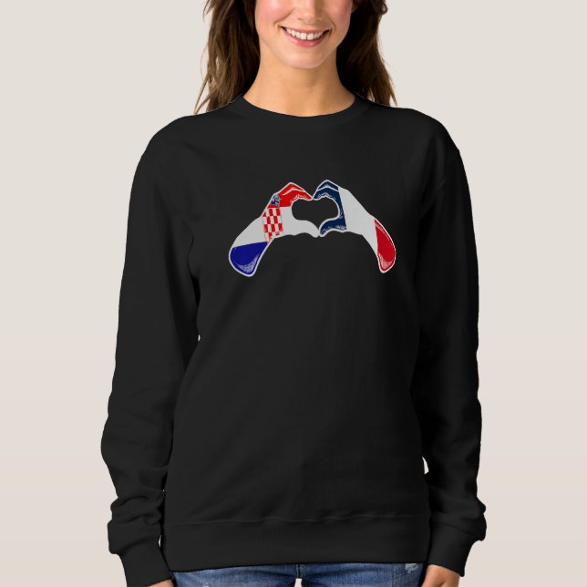 Croatia France Flag - Croatian French Heart Premiu Sweatshirt (Vorderseite)