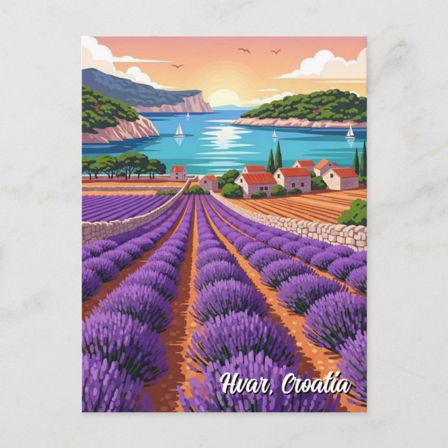 Croatia Hvar Lavendar Fields Postkarte (Vorderseite)
