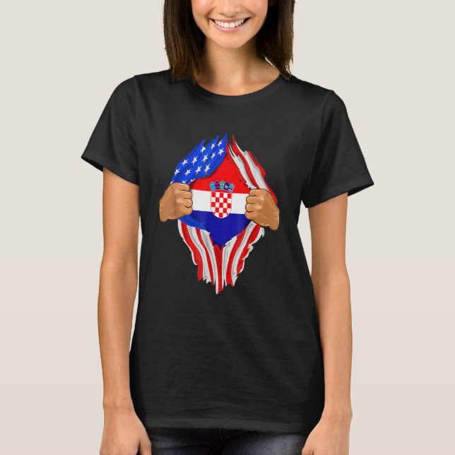 Croatian Blood Inside Me T-Shirt  Croatia Flag Gif (Devant)