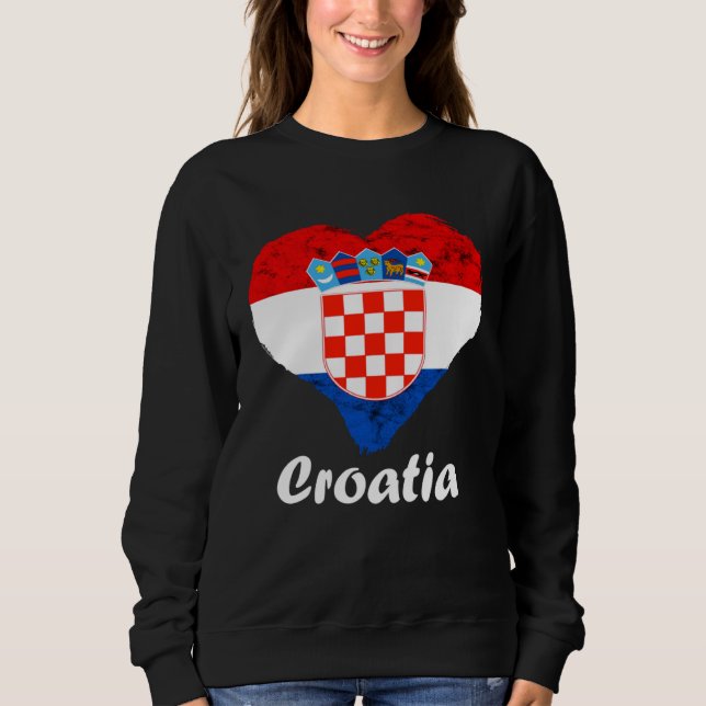 Croatian Flag Heart Croatian Roots Croatian Pride  Sweatshirt (Vorderseite)