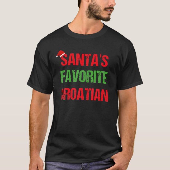 Croatian Funny Croatia Pajama Christmas Gift T-Shirt (Vorderseite)