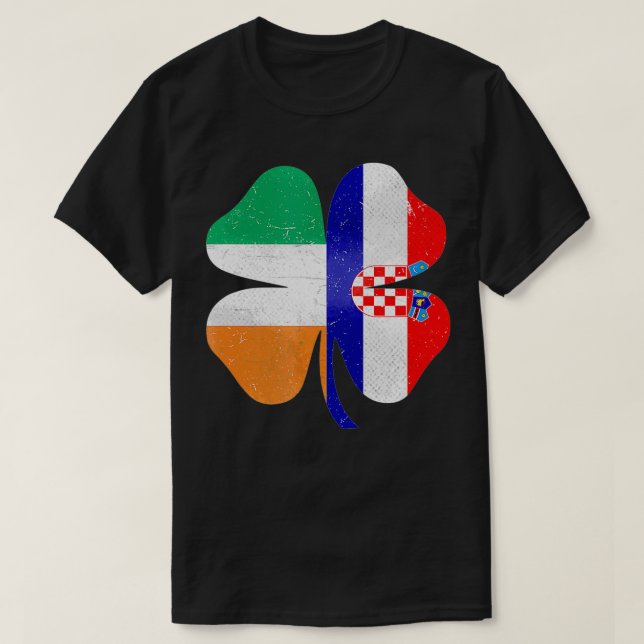 Croatian Irish Shamrock Croatia Ireland St T-Shirt (Design vorne)