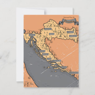 Croatie Vintage vieille carte