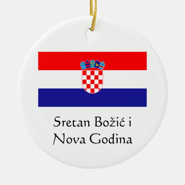 Croation Frohe Weihnachten und glückliche Neujahrs Keramik Ornament (Vorne)