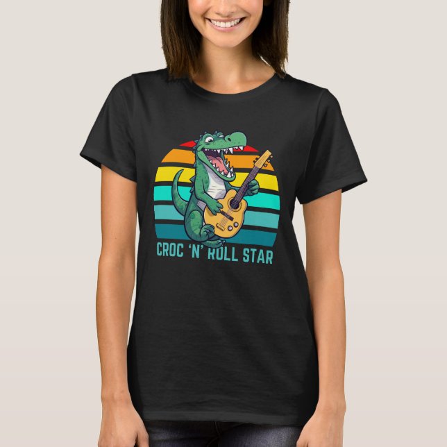 Croc and Roll Star Funny Crocodile Music T-Shirt (Vorderseite)
