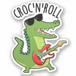 Croc N Roll Funny Crocodile Pub Aufkleber