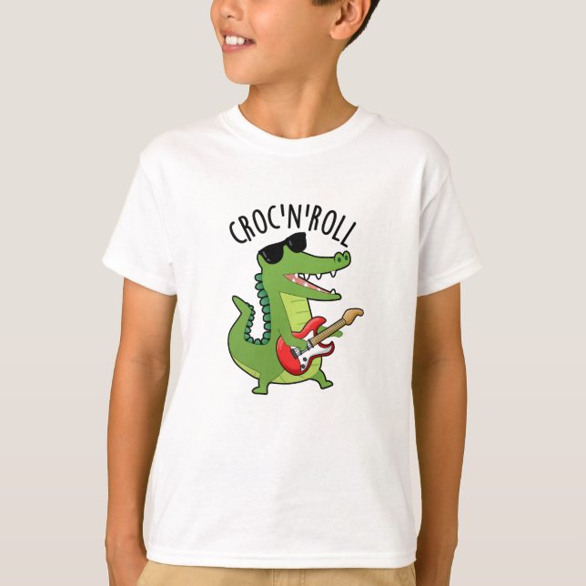 Croc N Roll Funny Crocodile Pub T-Shirt (Vorderseite)