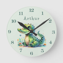 Croc O'Clock: Personalized Jungle Time Runde Wanduhr