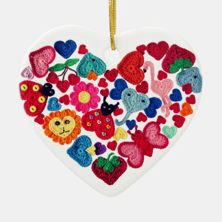 Crochet Appliques Herzdekoration Keramik Ornament