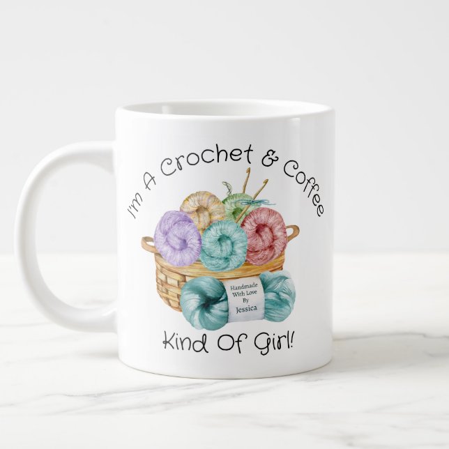 Crochet Art von Personalisierten Riesenkaffee-Tass Jumbo-Tasse (Links)