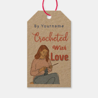 Crochet avec amour Étiquette de cadeau fait-main a
