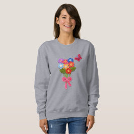 Crochet Blume Bouquet Print Schlüsselanhänger Sweatshirt