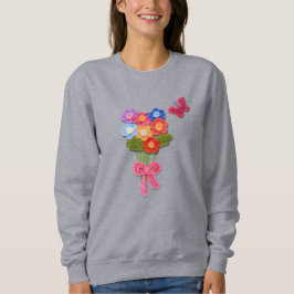 Crochet Blume Bouquet Print Schlüsselanhänger Sweatshirt