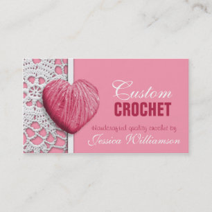 Crochet - cartes de visite en forme de coeur de