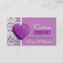 Crochet - cartes de visite en forme de coeur de