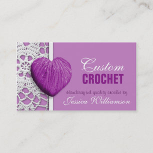 Crochet - cartes de visite en forme de coeur de