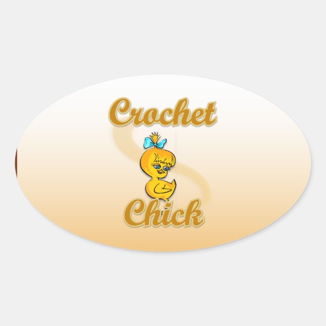 Crochet Chick Ovaler Aufkleber (Vorderseite)