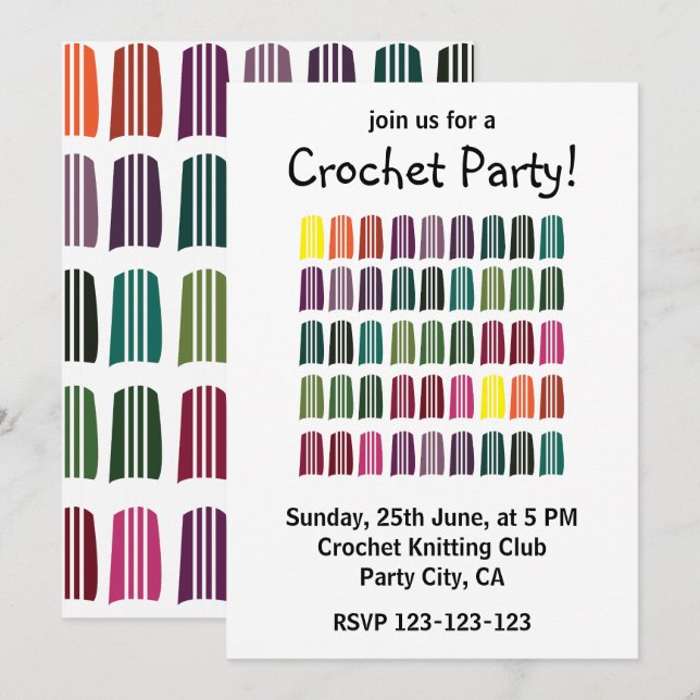 Crochet Colorful Strickgarn Crochet Party Einladung (Vorne/Hinten)