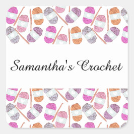 Crochet Craft Yarn Quadratischer Aufkleber