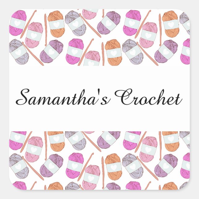 Crochet Craft Yarn Quadratischer Aufkleber (Vorderseite)