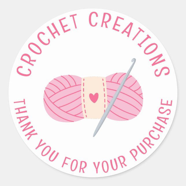 Crochet Crocheting Vielen Dank für Ihr maßgeschnei Runder Aufkleber (Vorderseite)