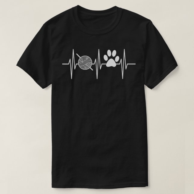 Crochet Dog Lover Heartbeat Crocheting Crocheter T-Shirt (Design vorne)
