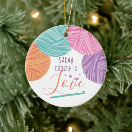 Crochet Haken Garn Liebe personalisiert Weihnachts Keramik Ornament
