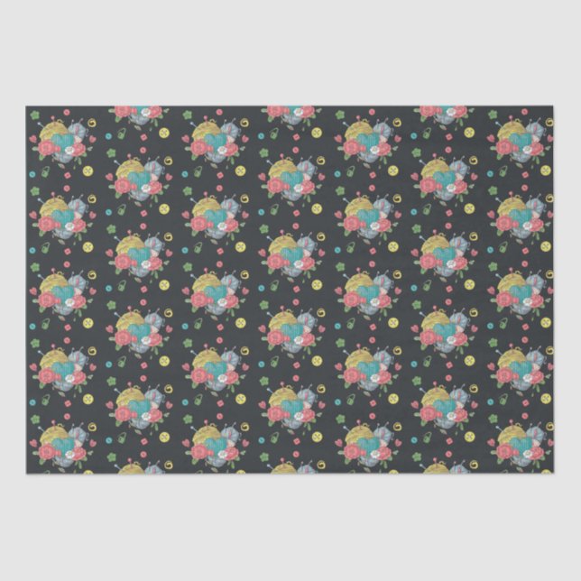 Crochet Heart Yarn Muster Seidenpapier (Vorderseite)