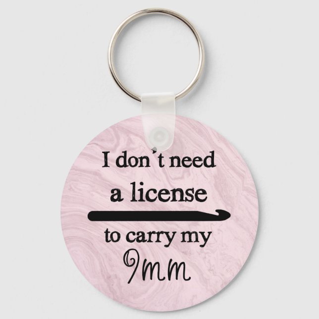 Crochet Hook Lizenz Handwerk Rosa Marmor Schlüsselanhänger (Vorderseite)