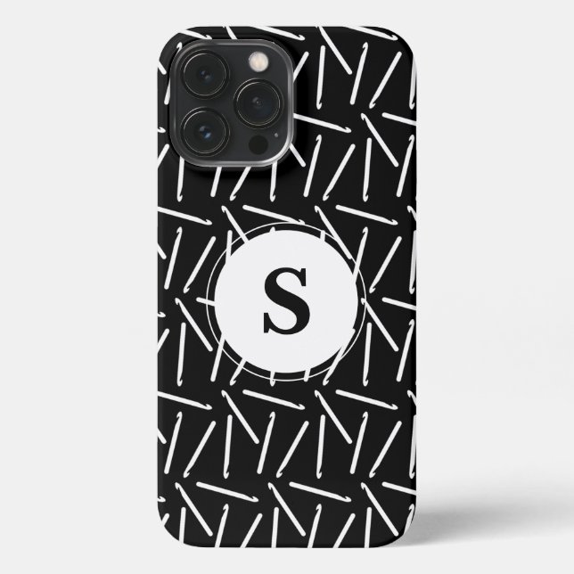 Crochet Hooks Crafts Monogram Dark iPhone Case 13 Pro Max Hülle (Rückseite)