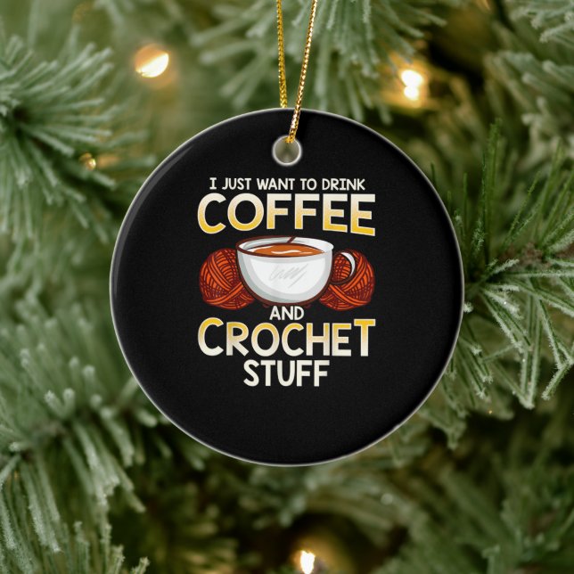 Crochet-Kaffee und Crocheting-Liebhaber Knitter Keramik Ornament (Baum)