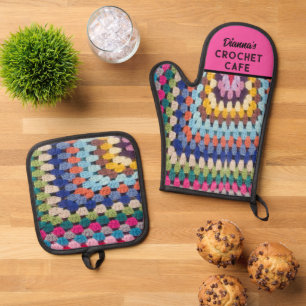Crochet Liebhaber Geschenk! Benutzerdefiniert nied Ofenhandschuh & Topflappen-Set
