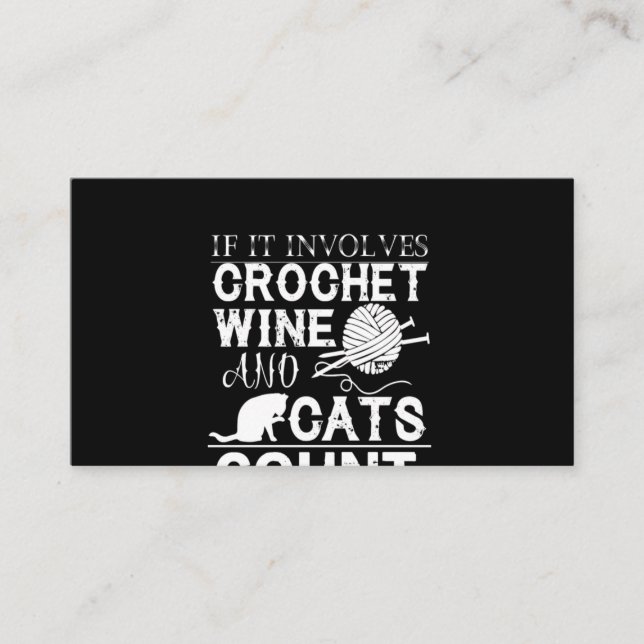Crochet Lover|Crochet Wein und Cat Count Visitenkarte (Vorderseite)