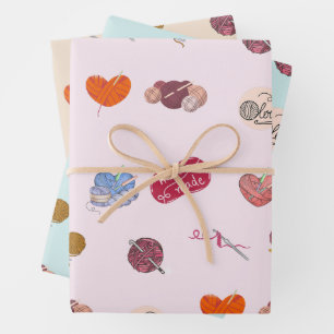 Crochet Lover Yarn Balls und Crochet Hooks Geschenkpapier Set