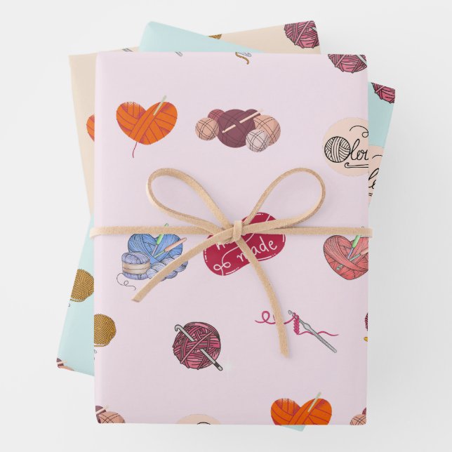Crochet Lover Yarn Balls und Crochet Hooks Geschenkpapier Set (Beispiel)