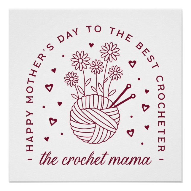 Crochet Mama feiert Mama-Happy Mütter Tag Poster (Vorderseite)