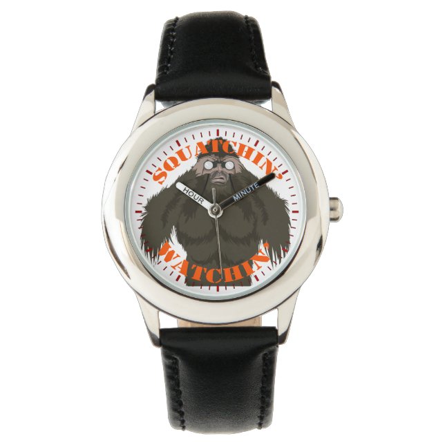 Crochet' montre en acier inoxydable noir (devant)