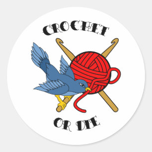 Crochet oder Die Tattoo Runder Aufkleber