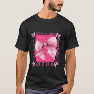 Crochet Pink Bow Bible Verse Jesus Coquette Christ T-Shirt
