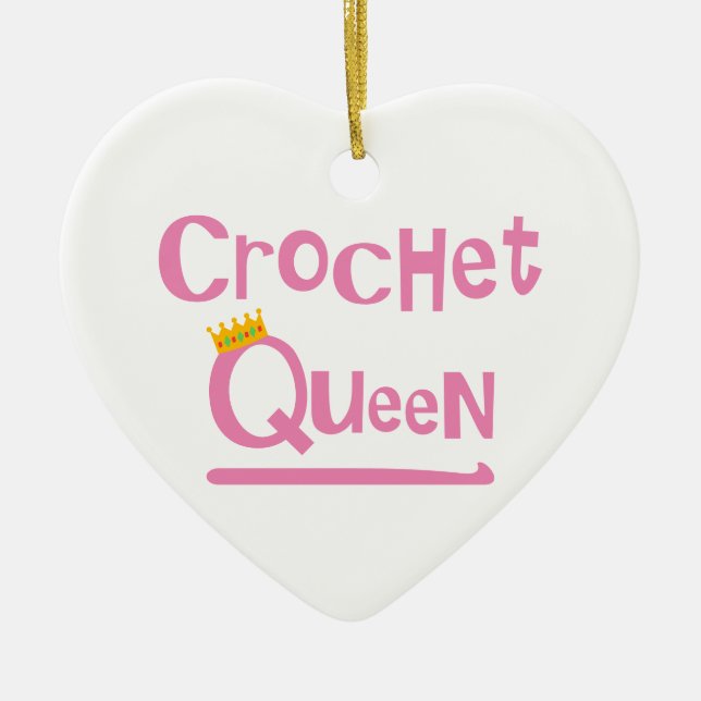 Crochet Queen Keramik Ornament (Vorne)