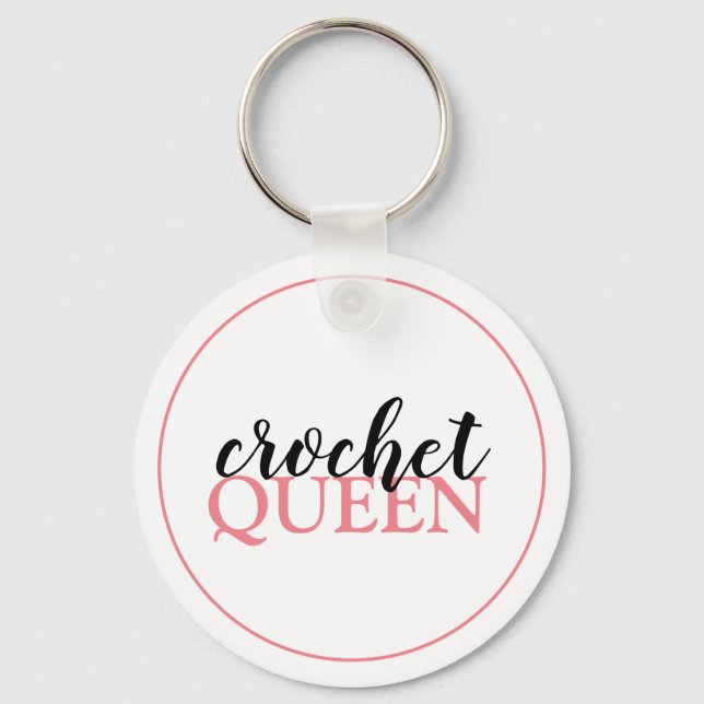 Crochet Queen Script Schlüsselanhänger (Vorderseite)