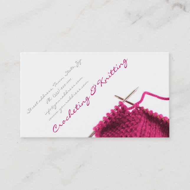 Crochet rose et Carte de visite Tricot (Devant)