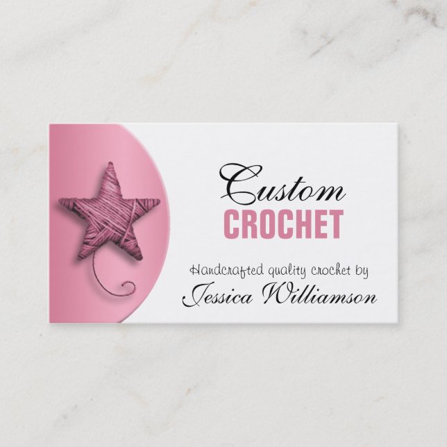 Crochet - Star Shaped Yarn Pink Business Cards Visitenkarte (Vorderseite)